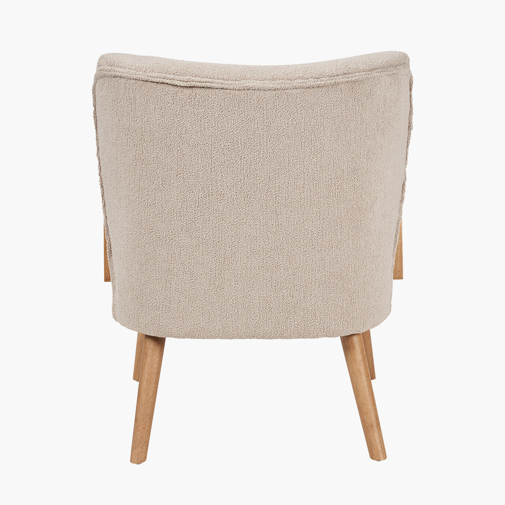 Sennori Taupe Teddy Fabric & Rubber Wood Occasional Chair